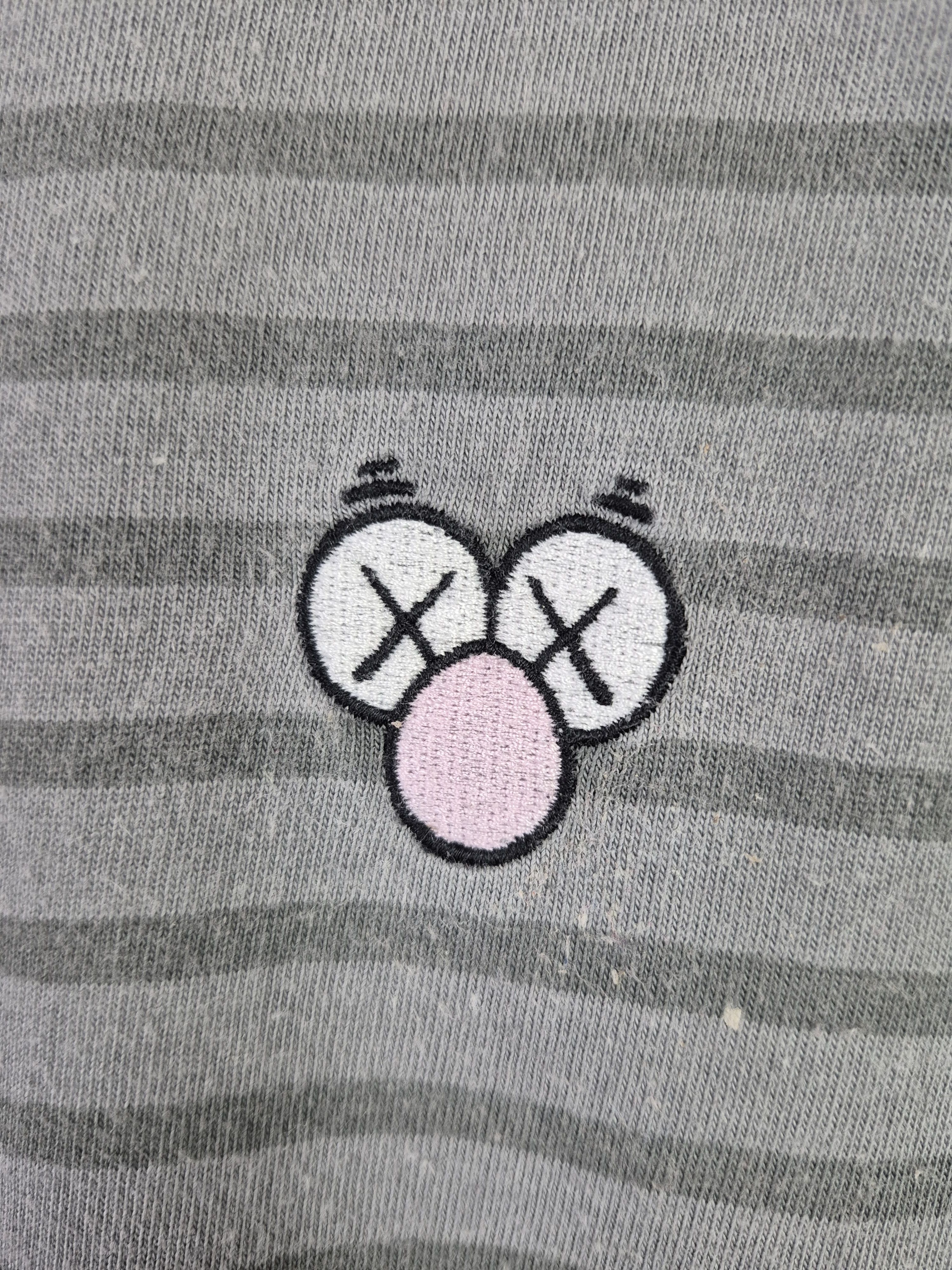 Japanese Brand 🔥 Uniqlo Kaws Stripes Mini Embroidery Tee Streetwear Skate Size US L / EU 52-54 / 3 - 3 Thumbnail