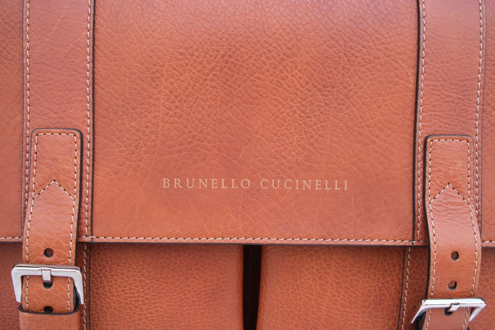 Brunello Cucinelli New Brunello Cucinelli Brown Grained Leather Briefcase Bag Size ONE SIZE - 2 Thumbnail