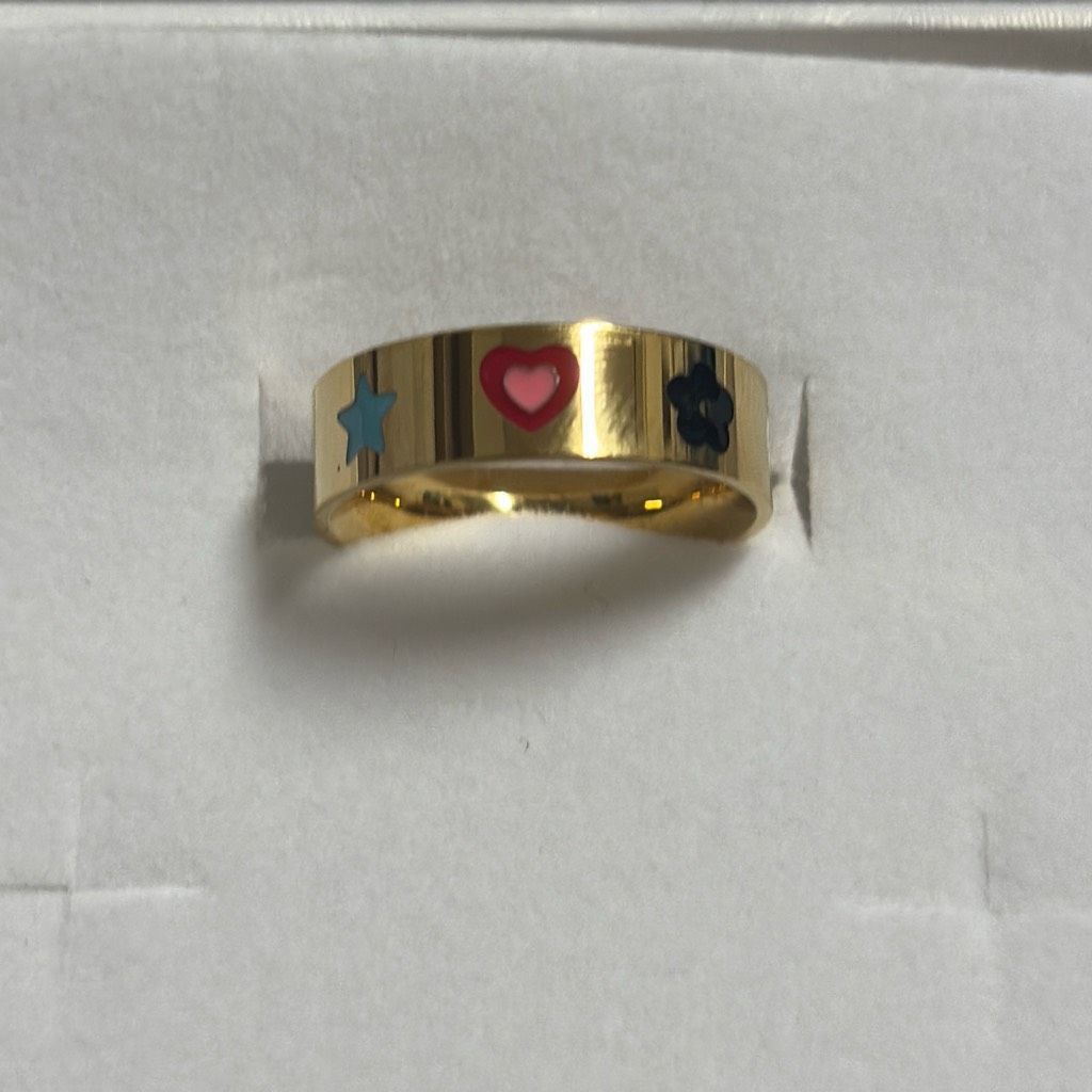 Other Star Heart Flower Enamel Engraved Gold Tone Ring Womens Size Size ONE SIZE - 1 Thumbnail