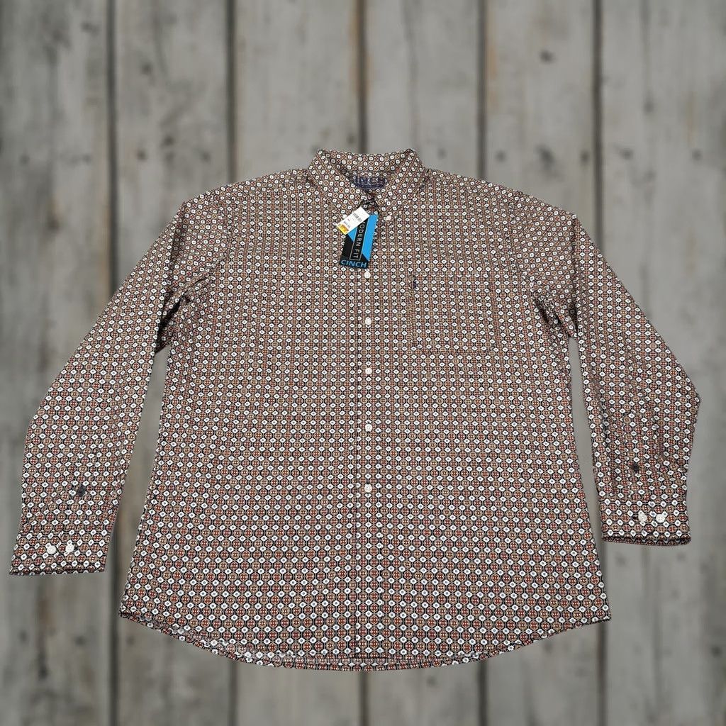 Vintage Cinch Mens 2XL White Red Button Up Western Cowboy Modern Fit Work New Shirt Geometric Cotton Woven Long Sleeve Button-Front Pocket Casual Size US XXL / EU 58 / 5 - 1 Thumbnail