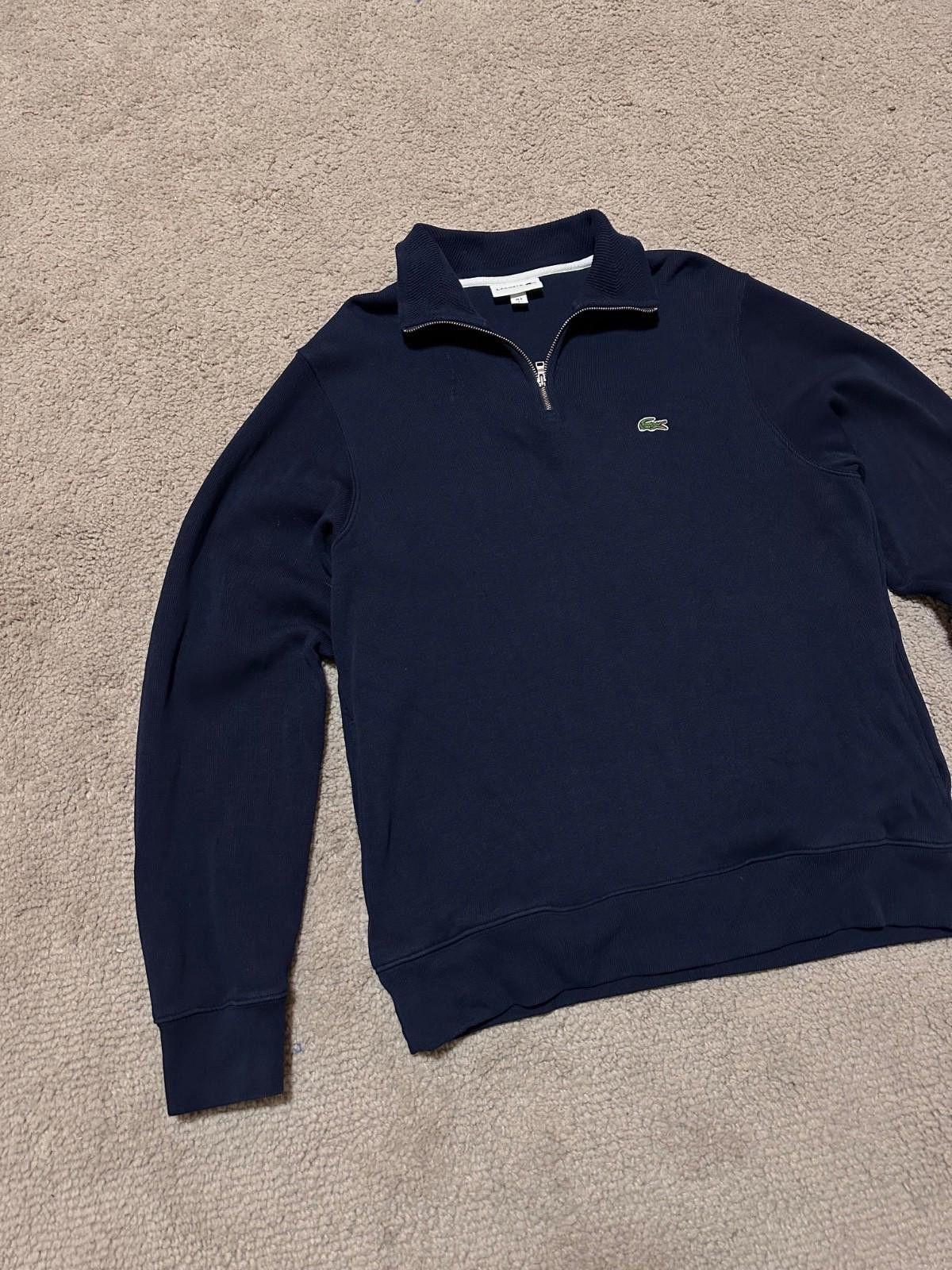 Lacoste Men’s Lacoste 1/4 Zip Navy Blue Pullover Sweatshirt Size 5 Size US L / EU 52-54 / 3 - 3 Thumbnail