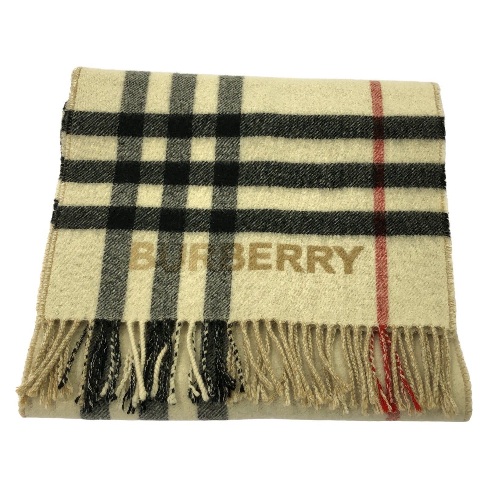 Burberry Burberry Construct Check Scarf Cashmere Beige Size ONE SIZE - 1 Thumbnail