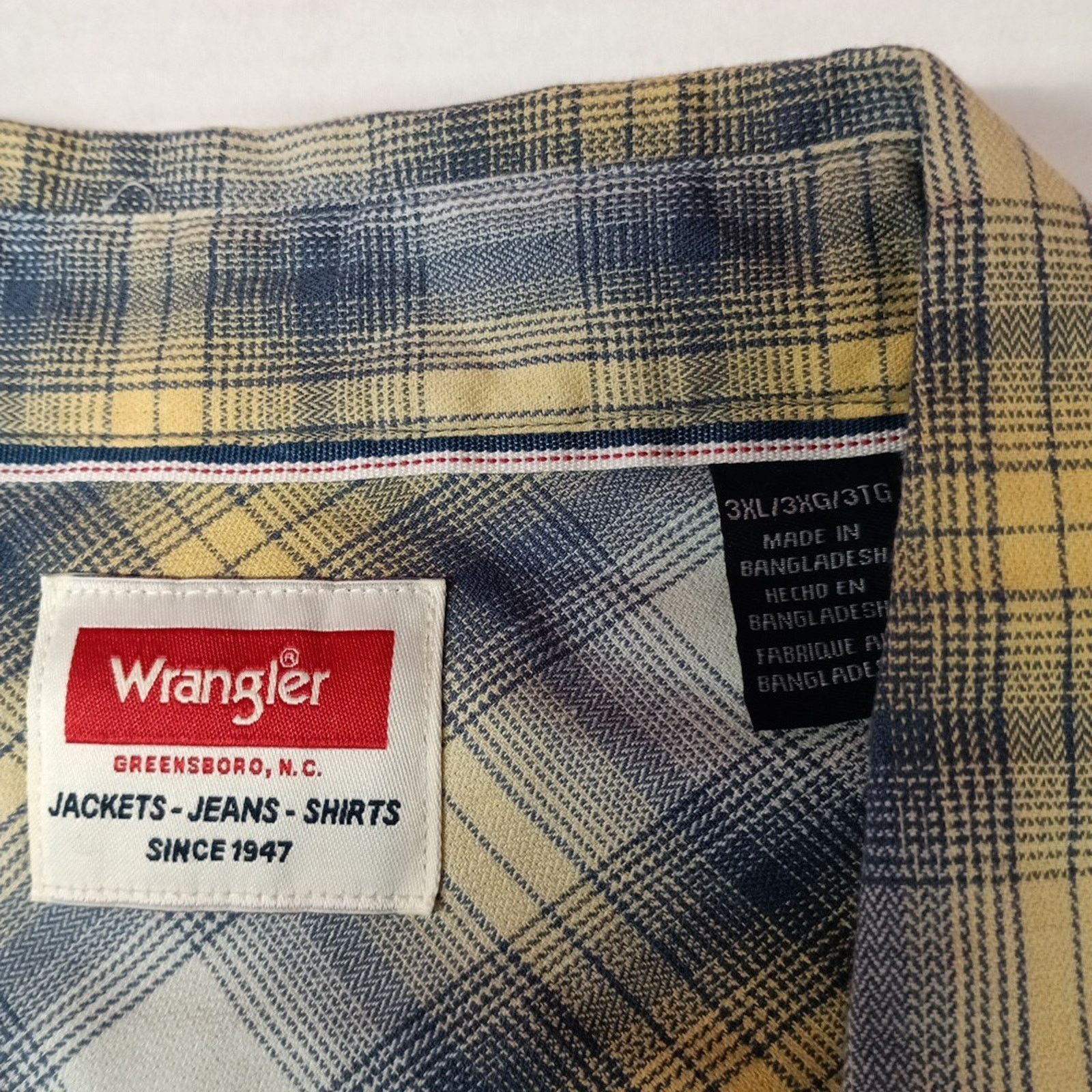 Wrangler Wrangler Cowboy Wash Shirt Men's Size 3XL Blue Yellow Plaid Size US XXL / EU 58 / 5 - 4 Thumbnail