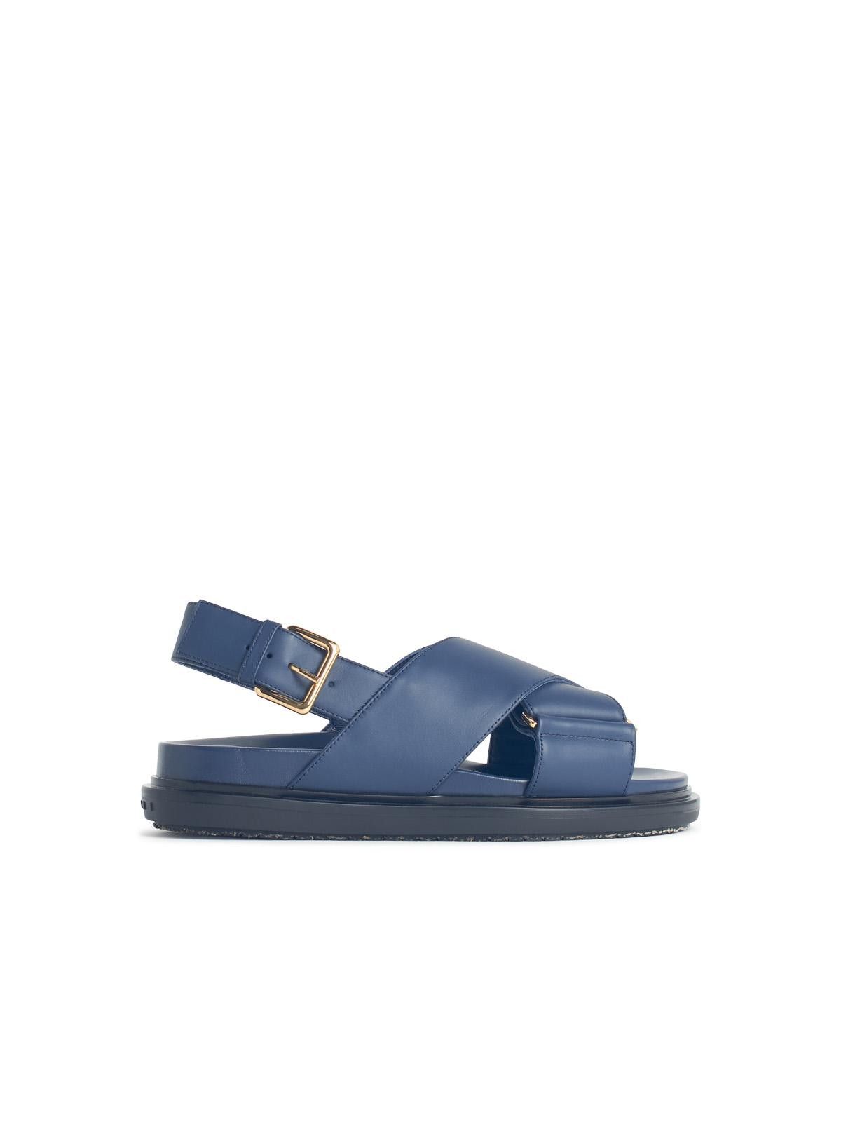 Marni Fussbett Sandals In Silk White Leather With Low Heel