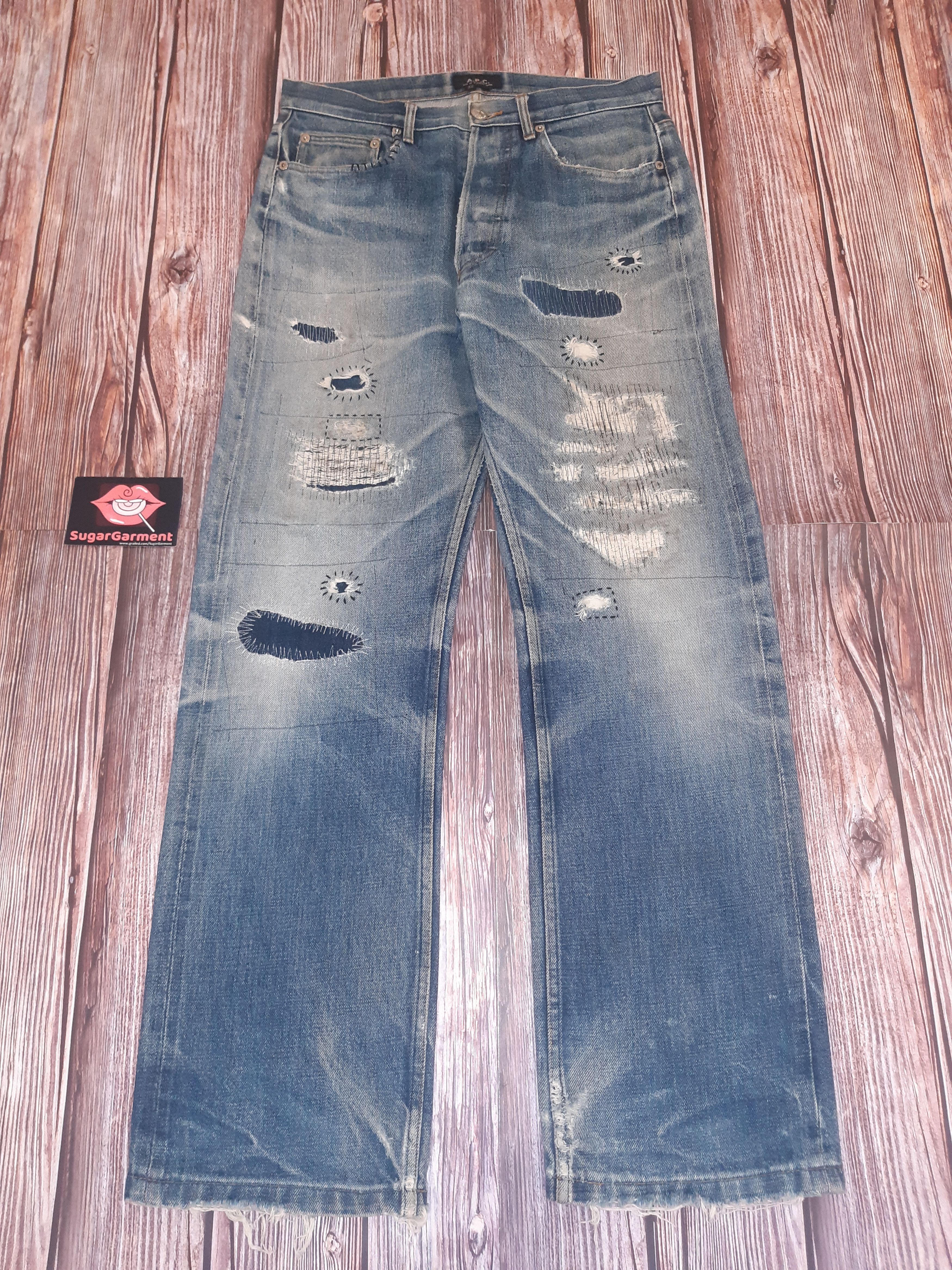 A.P.C. APC Jeans Patchworks Vintage Distressed Size US 31 - 1 Thumbnail