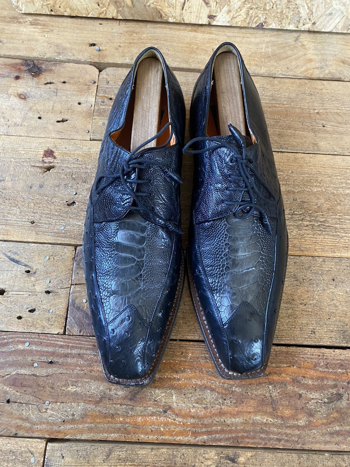 Designer × Mauri × Mezlan Mezlan lace up leather exotic ostrich skin Oxford shoeuk10.5 Size US 11 / EU 44 - 3 Thumbnail