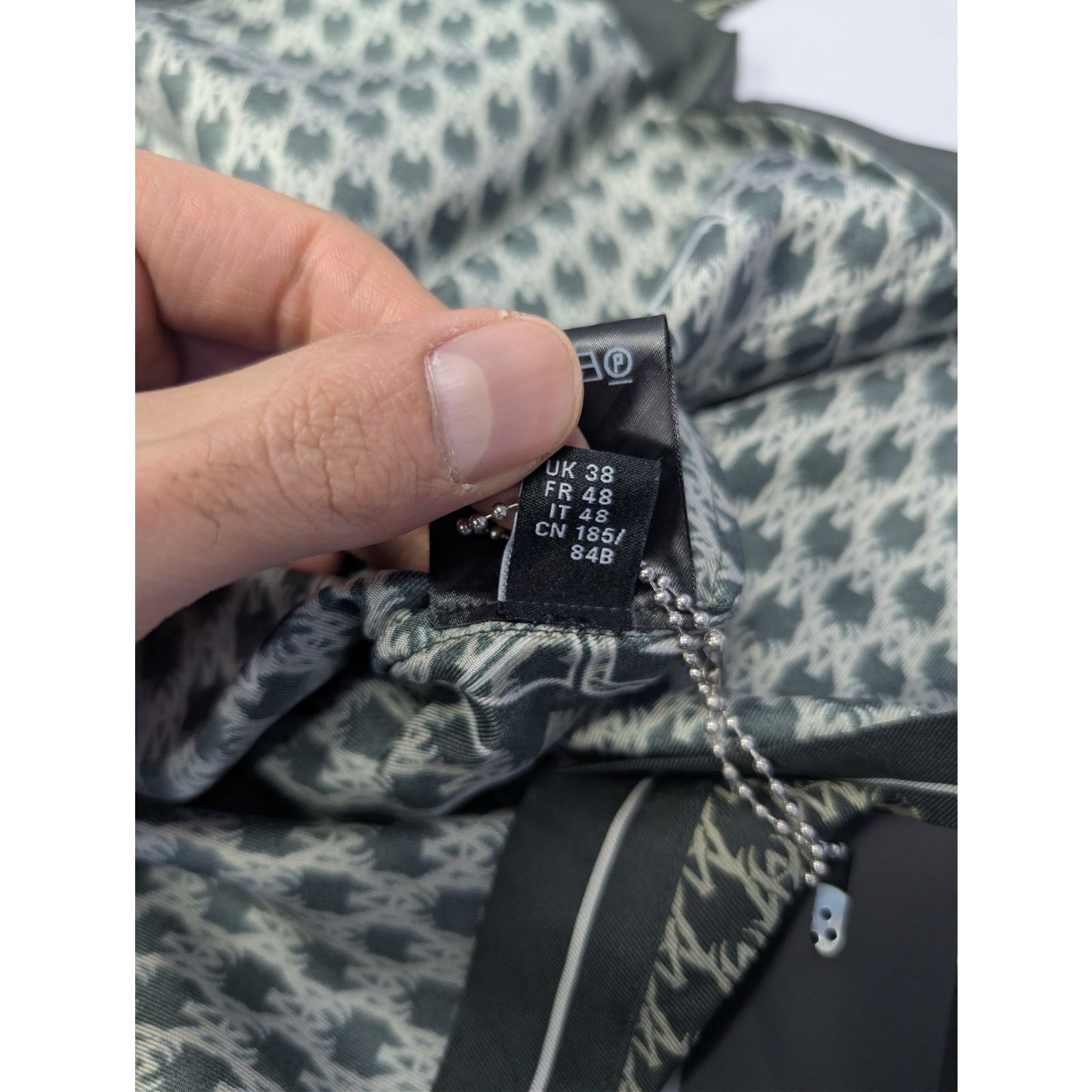 Amiri o1rshd1 Amiri Houndstooth Bowling Shirt in Rain Forest Size US M / EU 48-50 / 2 - 18 Thumbnail