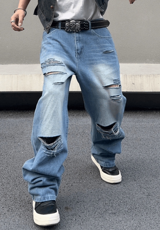 Vision Streetwear Ripped Baggy Jeans Size US 34 / EU 50 - 2 Thumbnail