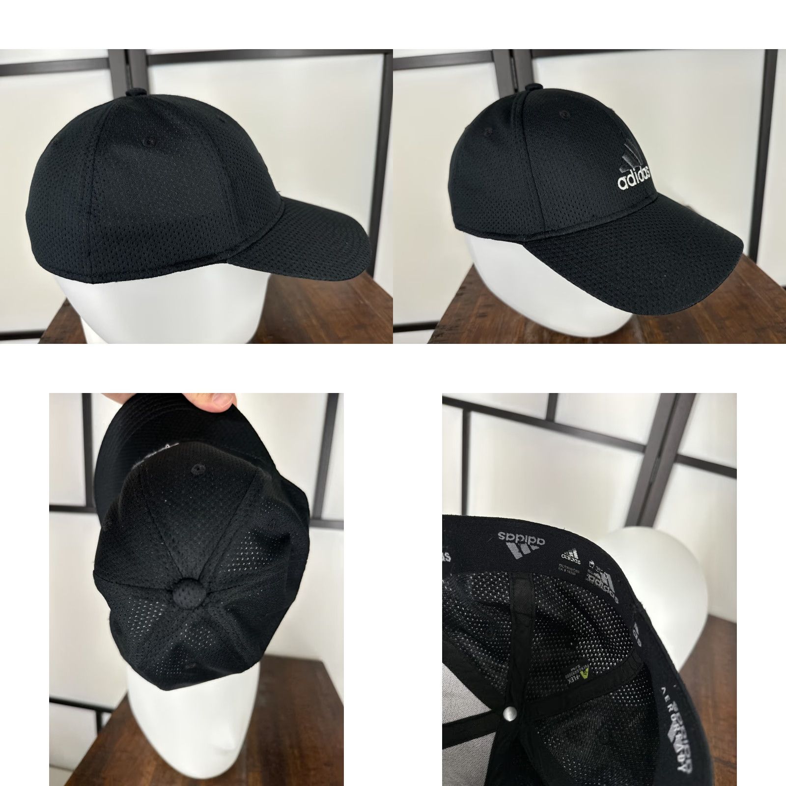 Adidas Adidas Hat Cap Fitted Adult Medium Black Polyester Embroidered A-Flex Golf Hat Cap Mens Size ONE SIZE - 8 Thumbnail