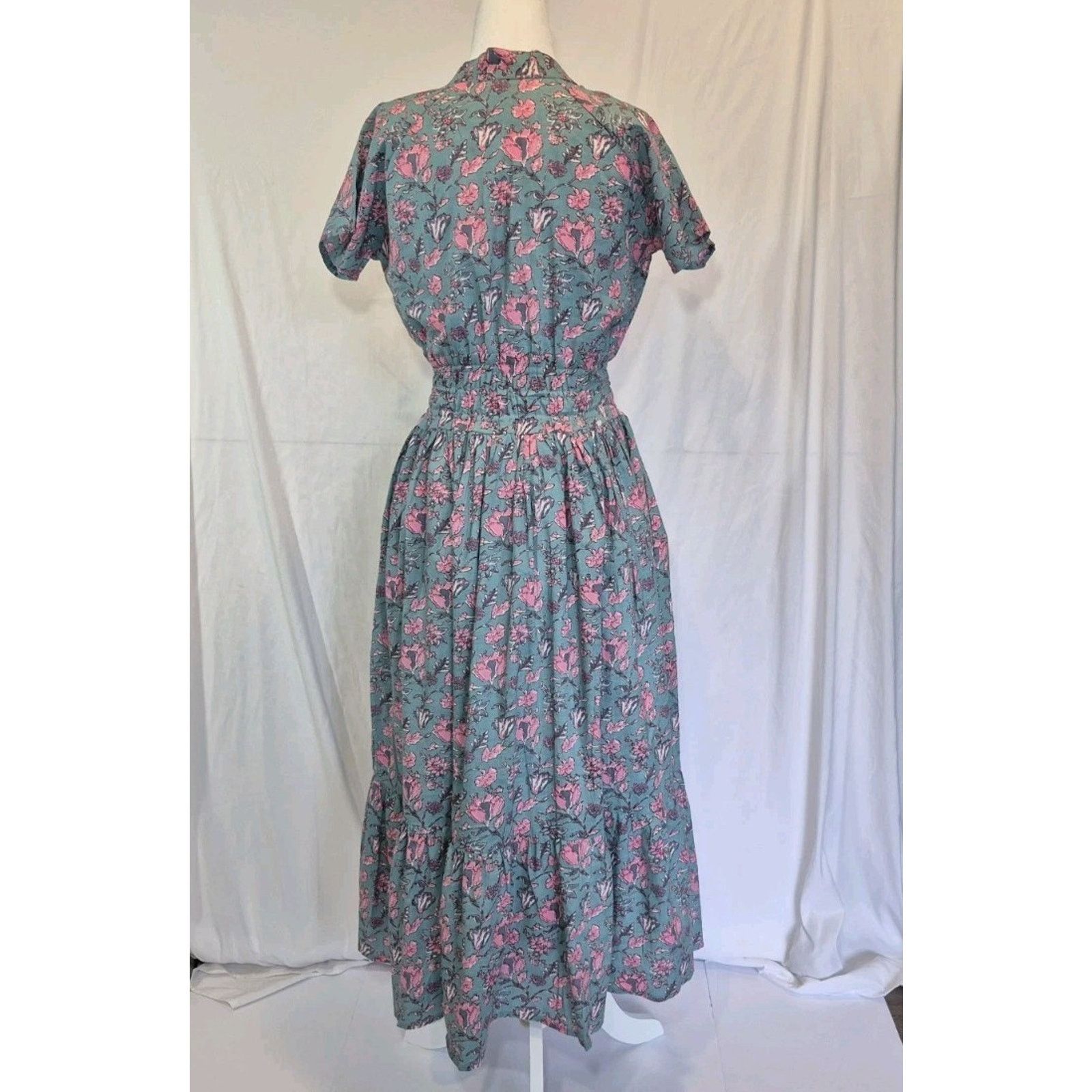 Other New India Collection Blue/Green Pink Cotton Maxi Dress XS Size XS / US 0-2 / IT 36-38 - 3 Thumbnail