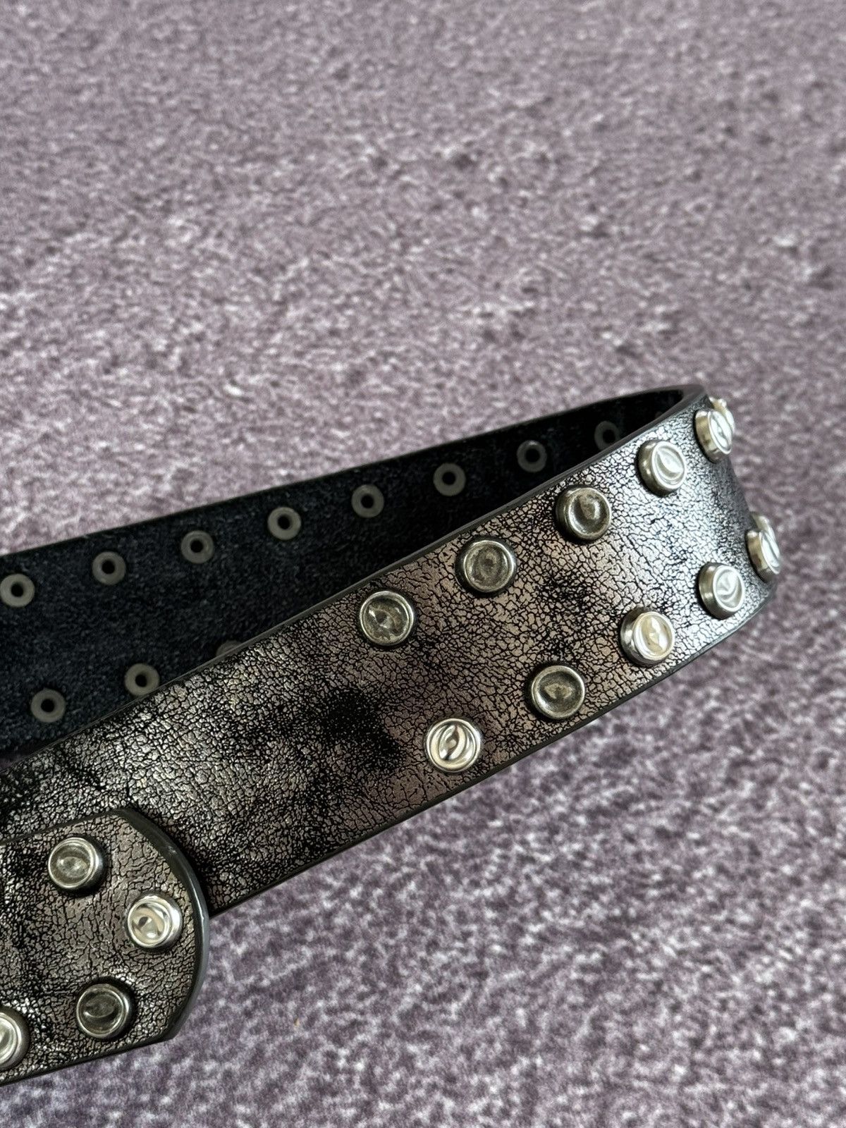 Japanese Brand Vintage Leather Studded Belt Black Metal Diesel style Size ONE SIZE - 6 Thumbnail