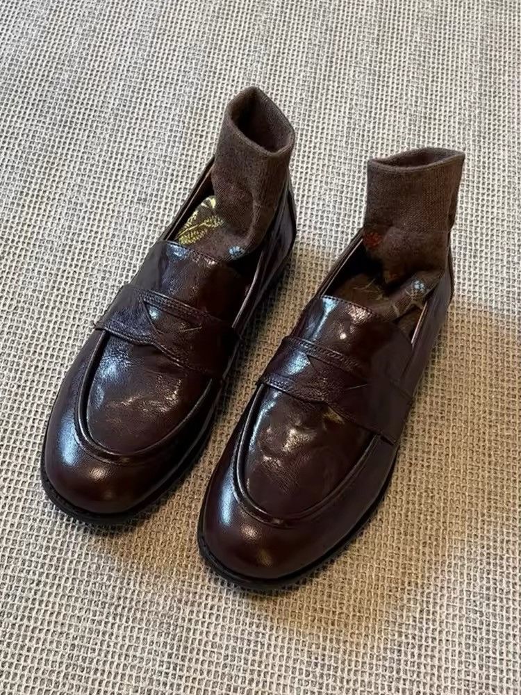 Other Casual Retro Vintage Style PU Leather Women’s Loafers Boots Size US 8 / IT 38 - 5 Thumbnail