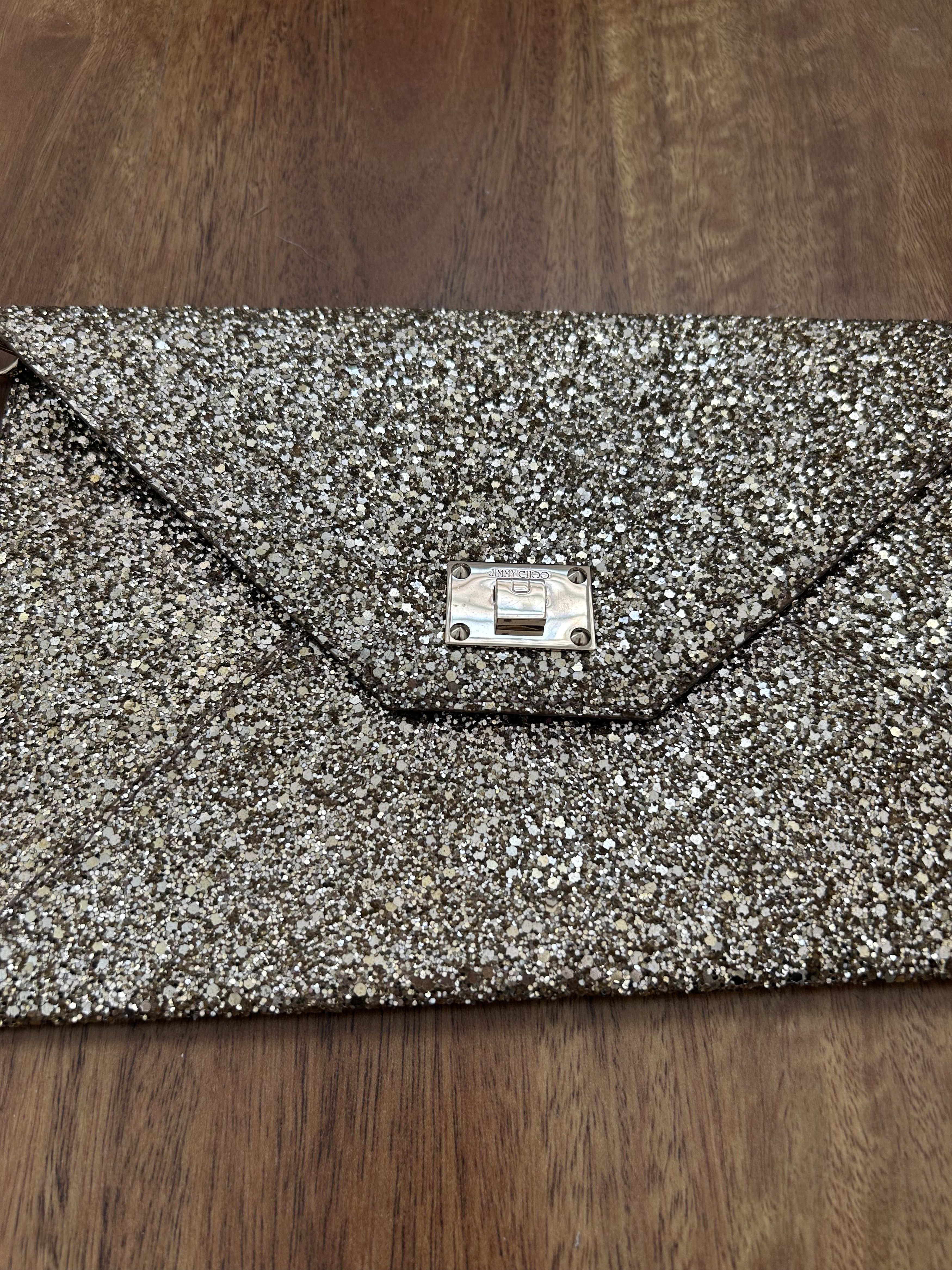 Jimmy Choo Jimmy school envelope clutch gold glitter Size ONE SIZE - 5 Thumbnail