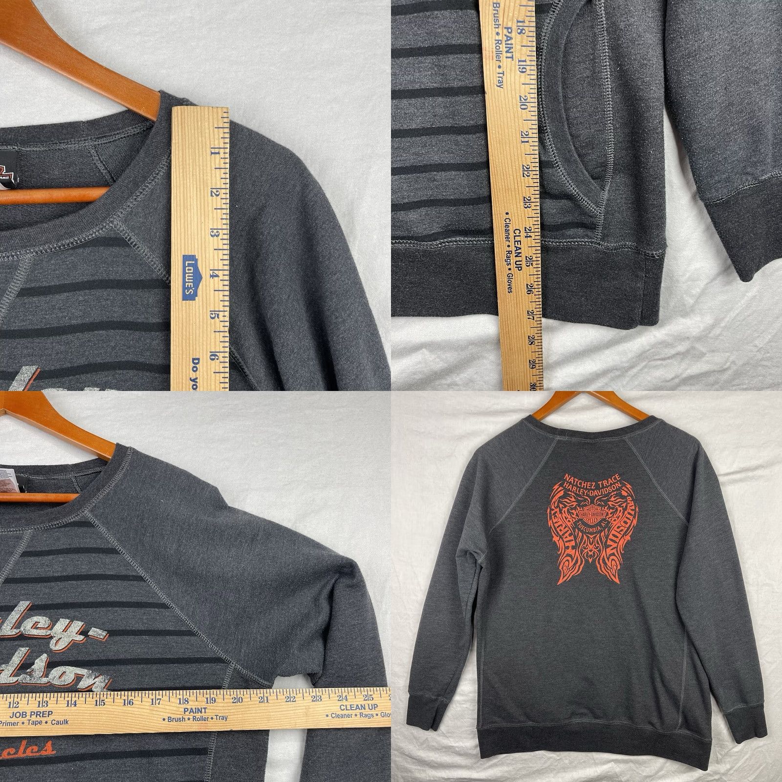 Harley Davidson Harley-Davidson Sweatshirt Women Large Pullover Crew Neck Striped Gray Cotton Blend Fleece Biker/Sweater Size L / US 10 / IT 46 - 8 Thumbnail