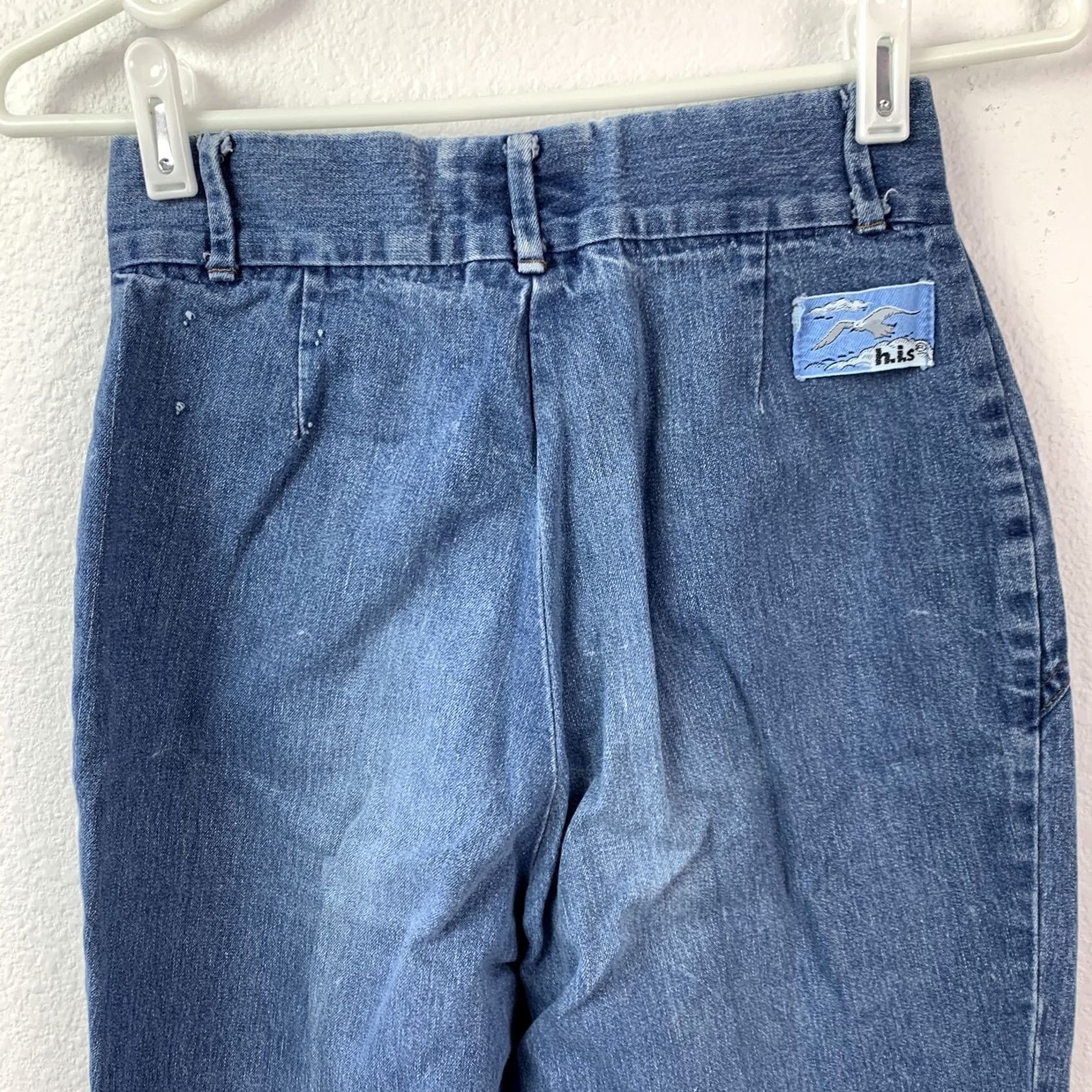 Vintage VINTAGE H.I.S Jeans Women Wide-Leg Denim Zipper Pockets 25in waist Distressed 70s Retro Blue Women Mens Girls Size 26" / US 2 / IT 38 - 7 Thumbnail