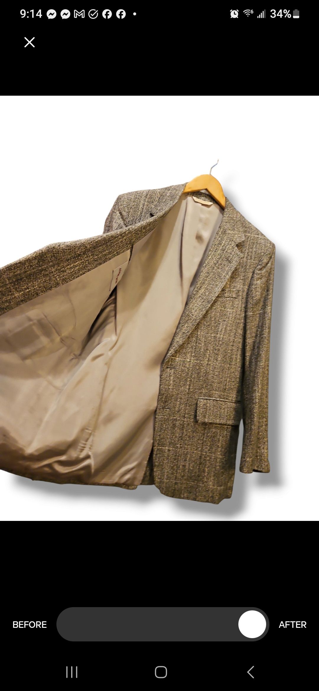 Adams Row Men's Gray Silk Blend Herringbone Blazer Sz. 38R Size 42R - 4 Thumbnail