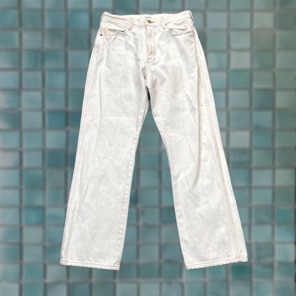 Frame Frame Jeans Womens 29 White Ilona Hamer Straight Leg Denim Cotton Light Wash Jeans Regular 5-Pocket Women Girls Mens Size 30" / US 8 / IT 44 - 1 Thumbnail