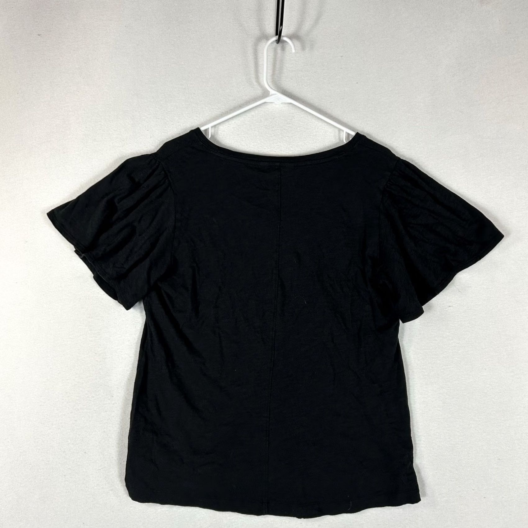 Vintage LC Lauren Conrad Short Sleeve V-Neck T-Shirt Womens Large Black Ruffle Sleeve Vintage? No Size L / US 10 / IT 46 - 7 Thumbnail