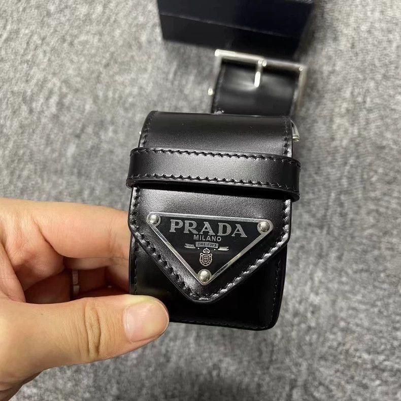 Prada Prada Black Triangle Logo Belts With Box-2506 Size ONE SIZE - 2 Thumbnail