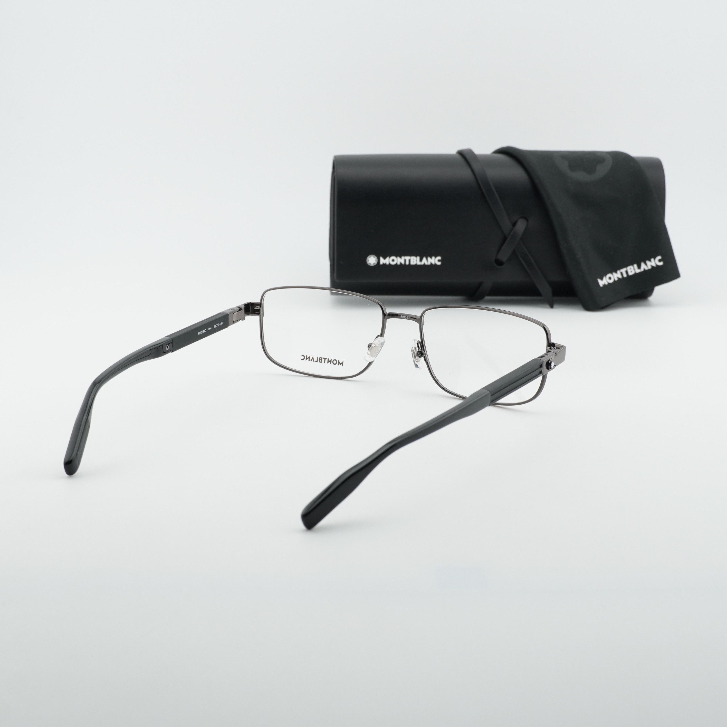 Montblanc Montblanc MB0034O 004 Eyeglasses Ruthenium 58mm Rectangle Size ONE SIZE - 10 Thumbnail