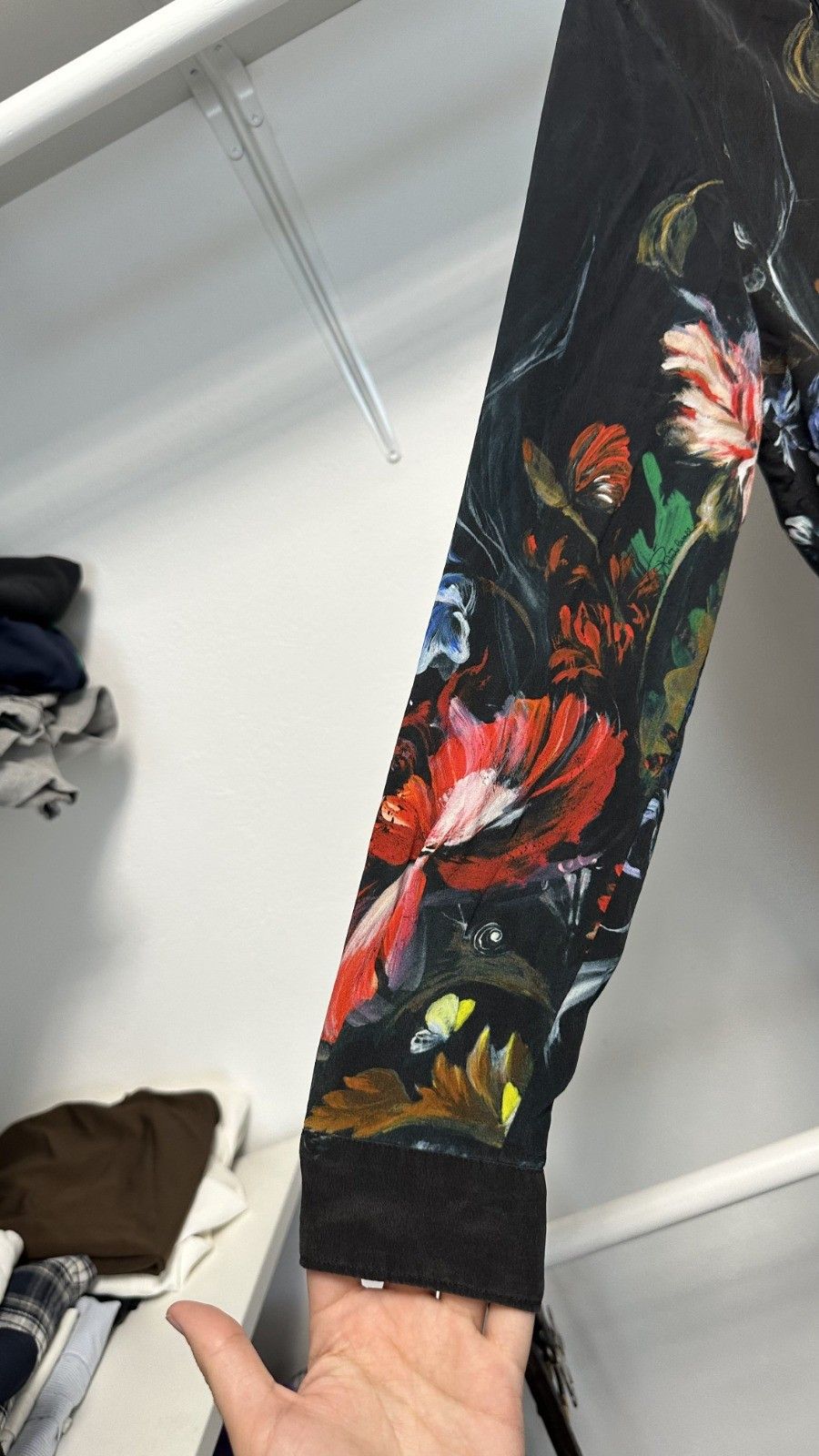 Roberto Cavalli Roberto Cavalli Painted Silk Floral Print Pleat Panel Shirt Size S / US 4 / IT 40 - 2 Thumbnail