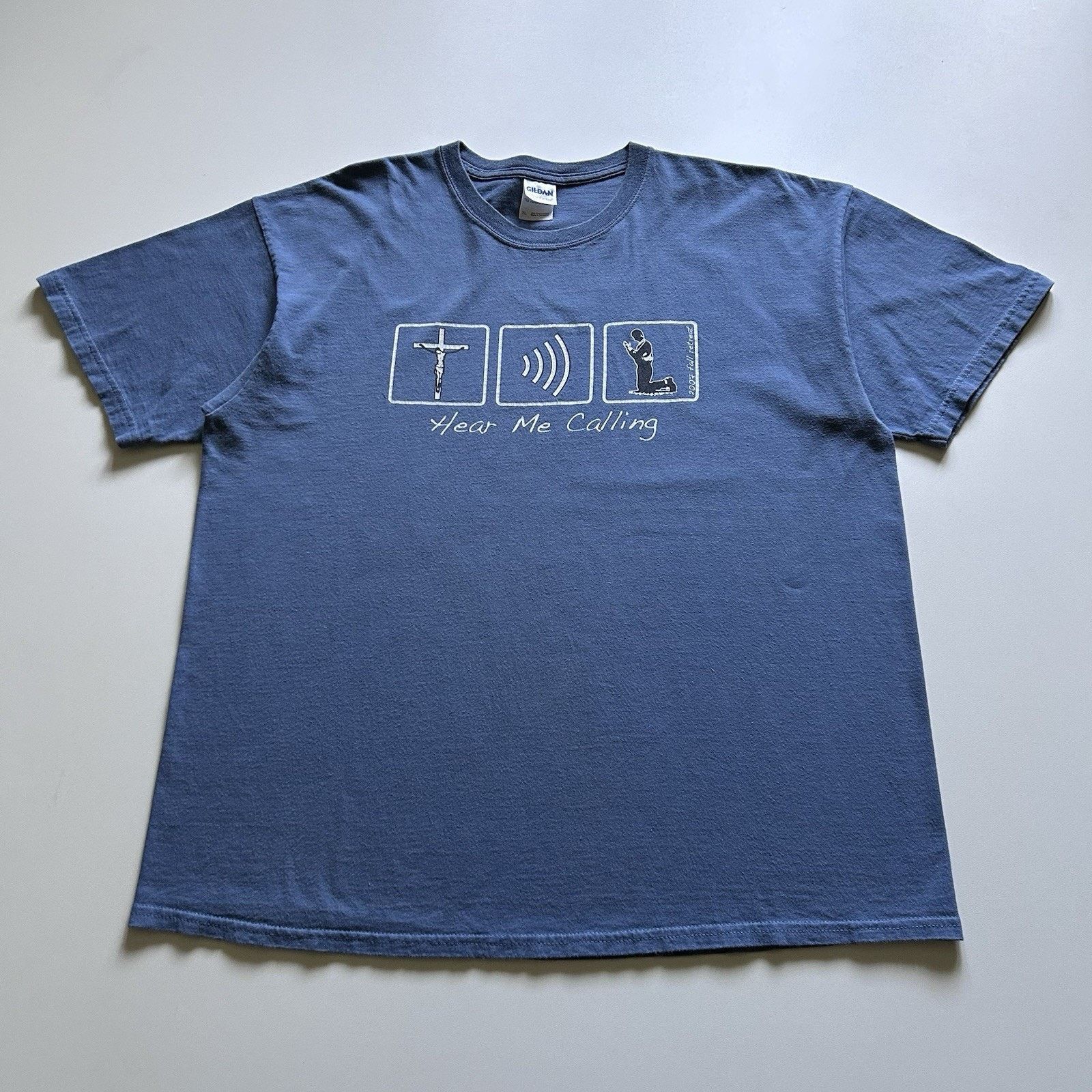 Gildan Vintage Jesus T Shirt XL Y2K Hear Me Calling Wifi Religious Size US XL / EU 56 / 4 - 1 Thumbnail