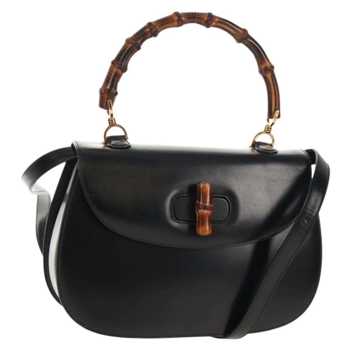 Gucci Gucci Vintage Convertible Bamboo Top Handle Bag Leather Size ONE SIZE - 1 Thumbnail