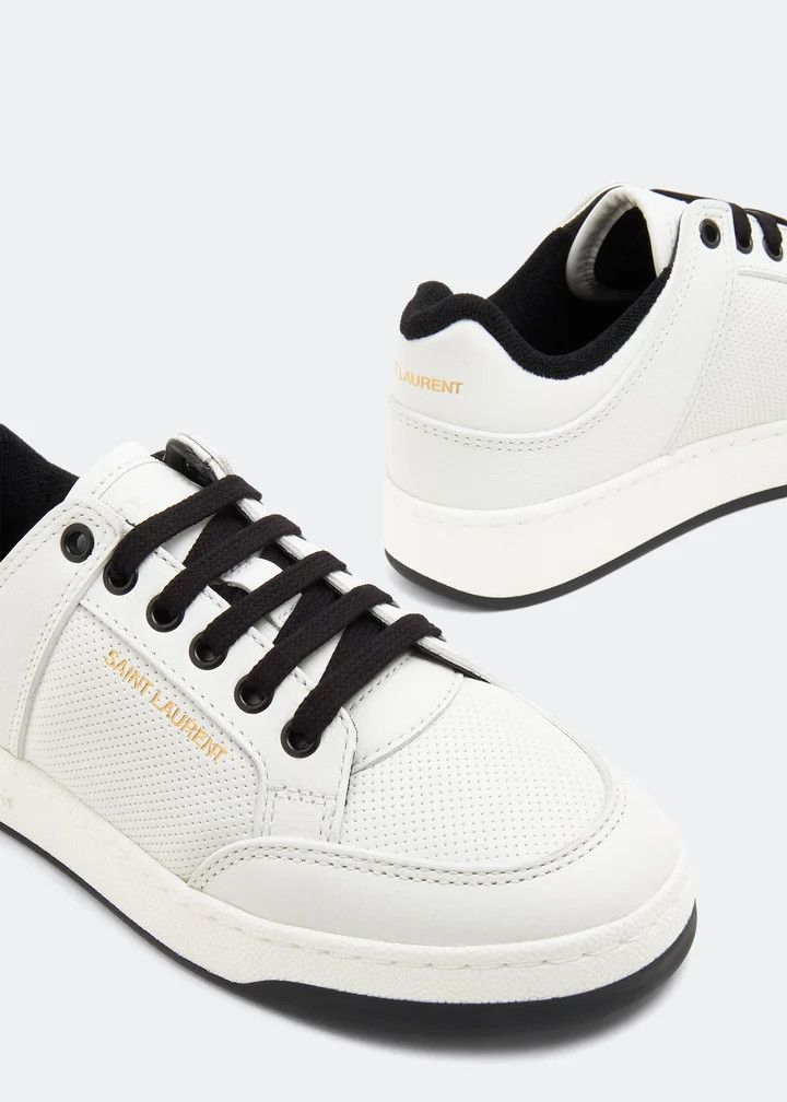 Saint Laurent Paris o1bcso1str1225 SL/61 Low Top Sneakers in White/Black Size US 6 / IT 36 - 2 Thumbnail