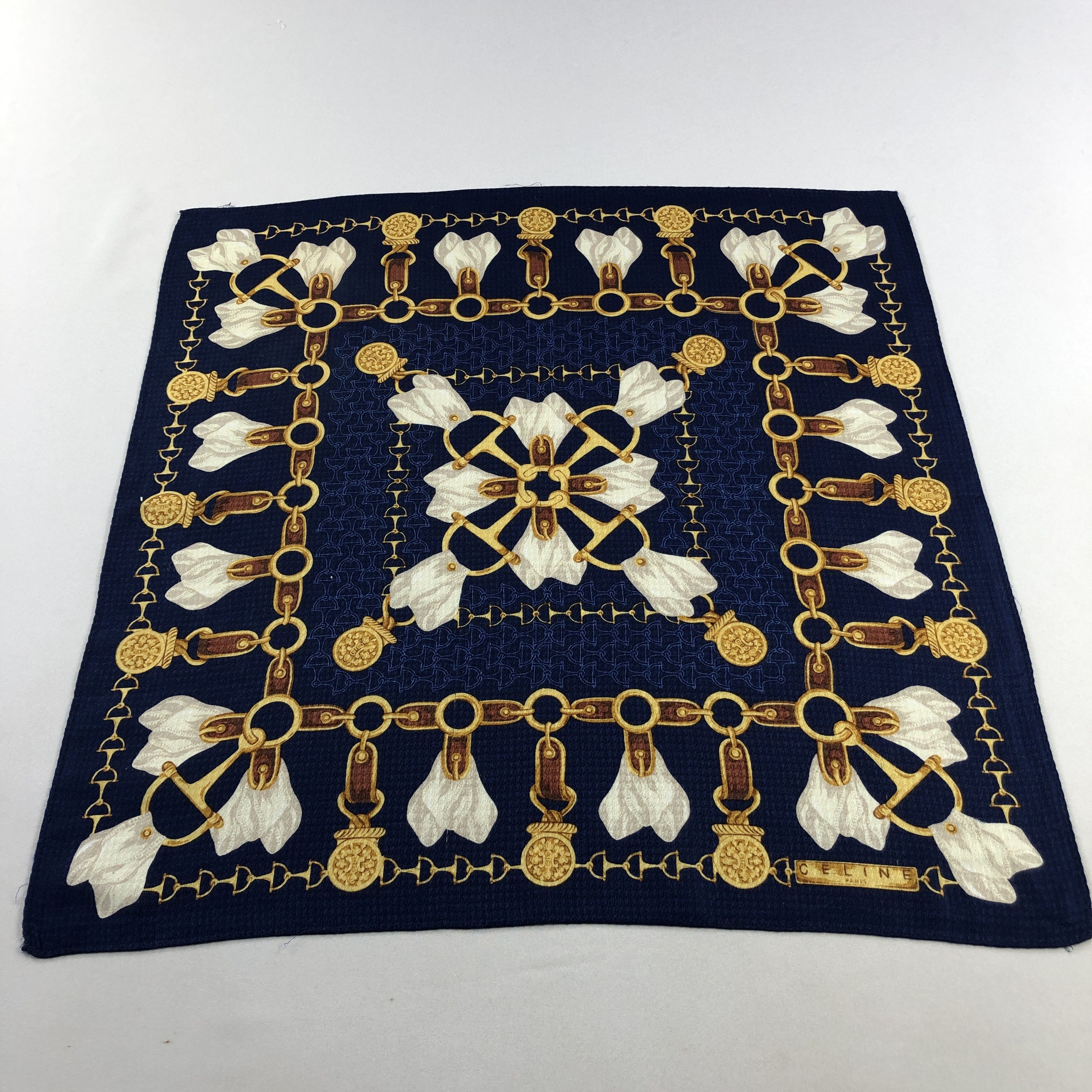 Vintage Celine Chains Handkerchief Neckerchief Bandana H2555 Size ONE SIZE - 1 Thumbnail