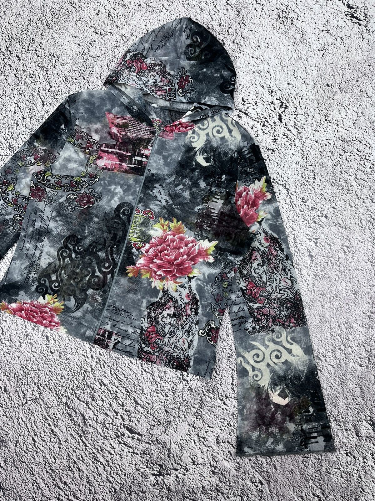 Japanese Brand Vintage Japanese Mesh Japan Asian AOP Zip Up Hoodie Size M / US 6-8 / IT 42-44 - 3 Thumbnail