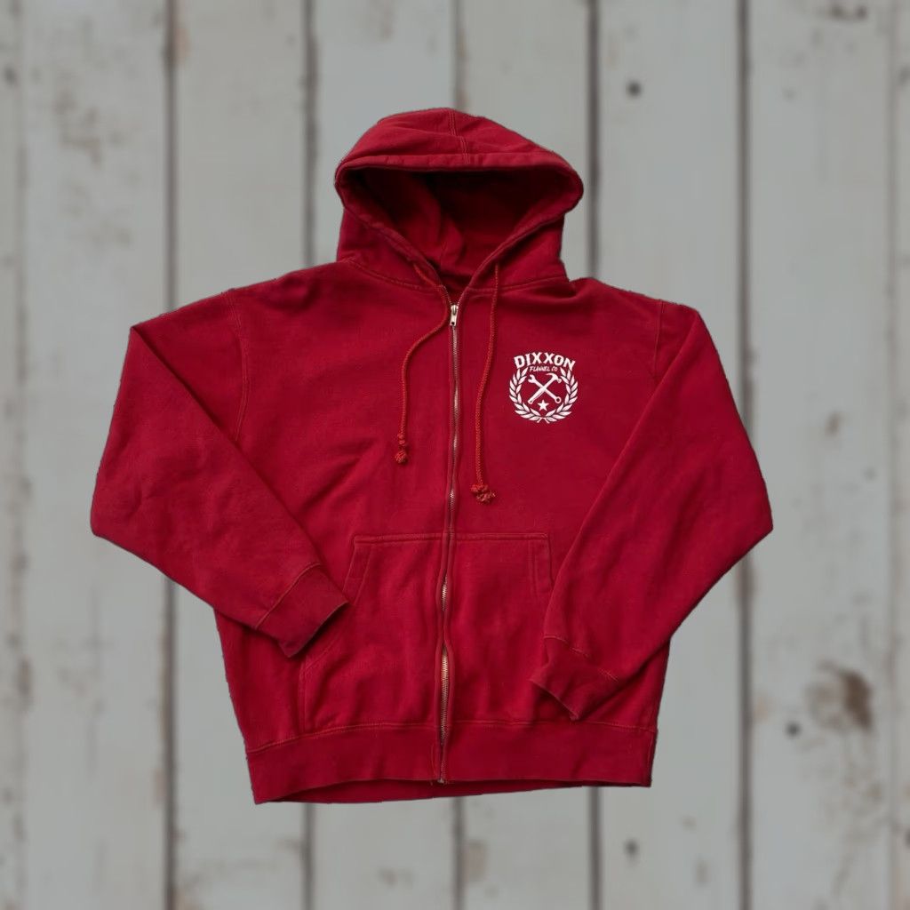CO Dixxon Flannel Co Men Zip Up Hoodie Medium Red Full Zip Hooded Pockets Cotton Polyester Mens Regular Outdoor Vintage: No? Size US M / EU 48-50 / 2 - 1 Thumbnail