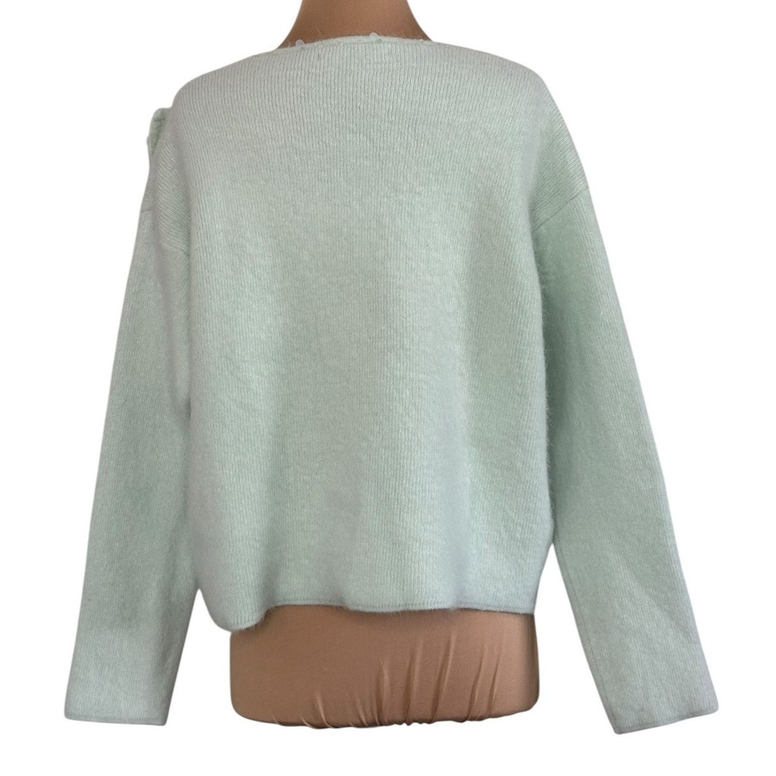 Other MARIE ELIE Mint Green Bow Embellished Angora Wool Sweater M Size M / US 6-8 / IT 42-44 - 8 Thumbnail