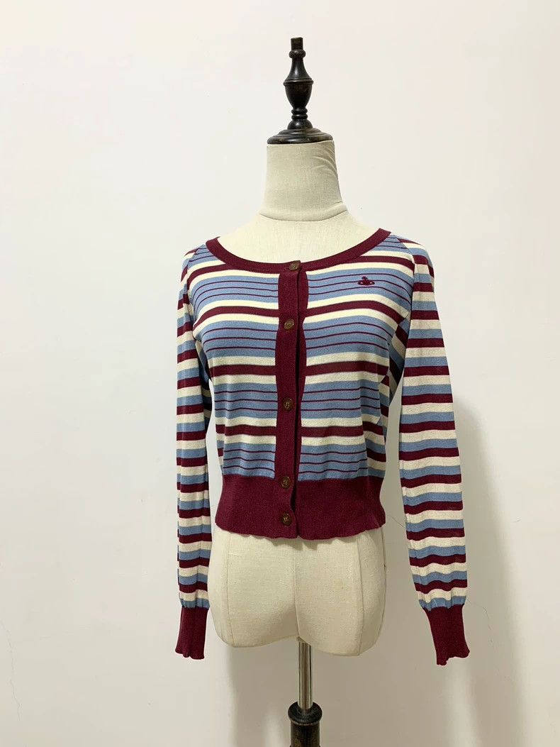 Vivienne Westwood Vivienne Westwood Blue striped knit cardigan Size M / US 6-8 / IT 42-44 - 1 Thumbnail
