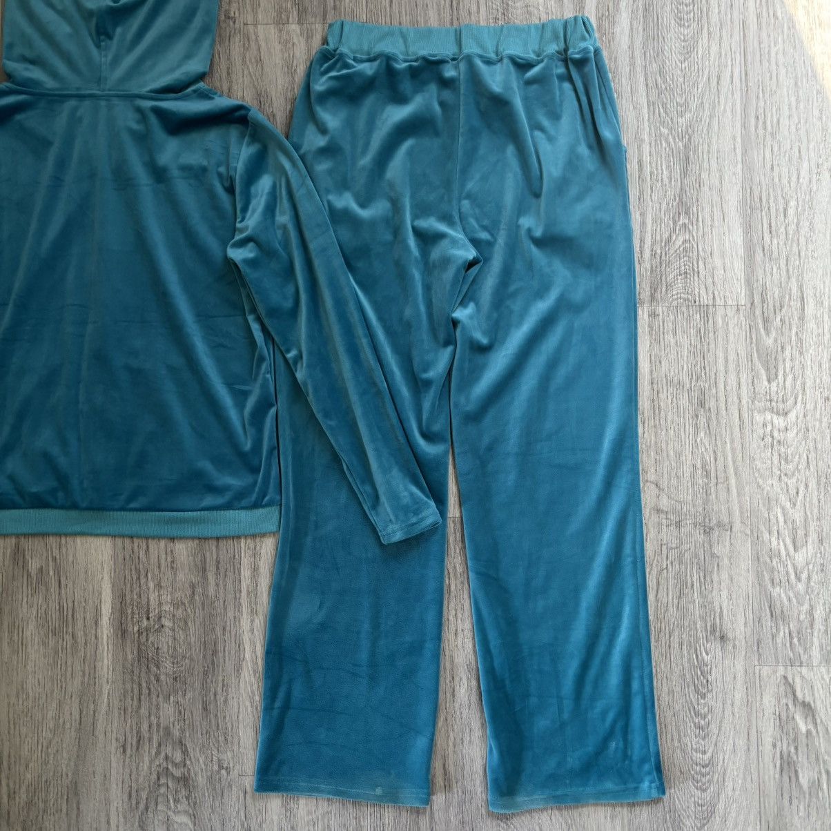Velour Teal Track Suit Soft Cotton Blend Zip up Jacket Pants M Size M / US 6-8 / IT 42-44 - 9 Thumbnail
