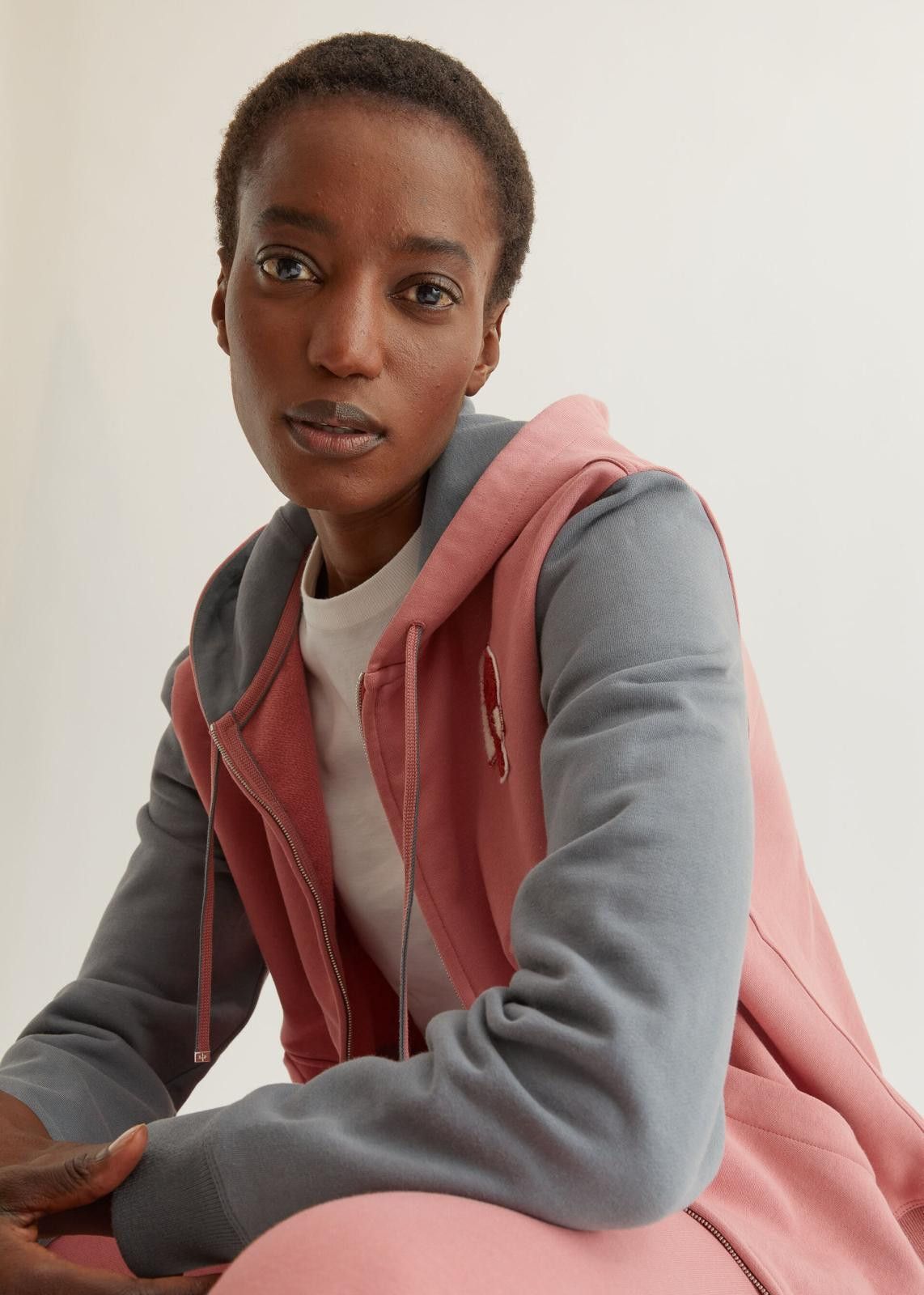 Loro Piana o1srvl11e0624 Zip Up Hoodie in Light Blush/Grey Size S / US 4 / IT 40 - 2 Thumbnail