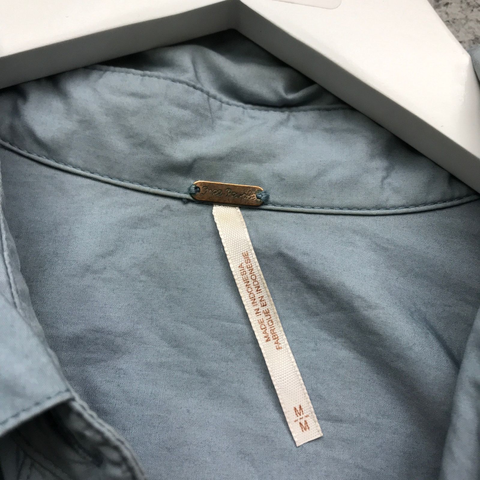 Free People Free People Brown Eyed‎ Girl Blue Poplin Shirt Women M Size M / US 6-8 / IT 42-44 - 5 Thumbnail