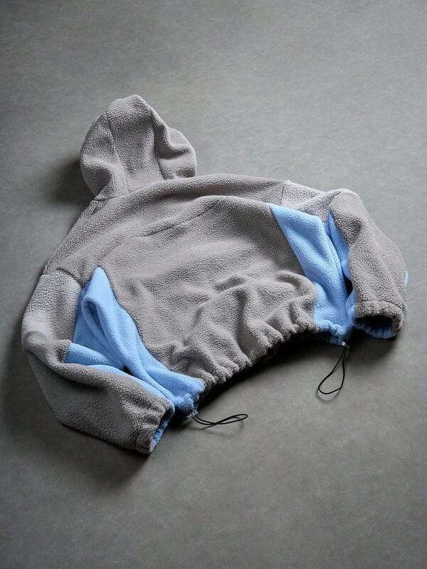 Japanese Brand Grey & Blue Panel Fleece Zip Up Hoodie. Size US M / EU 48-50 / 2 - 2 Thumbnail