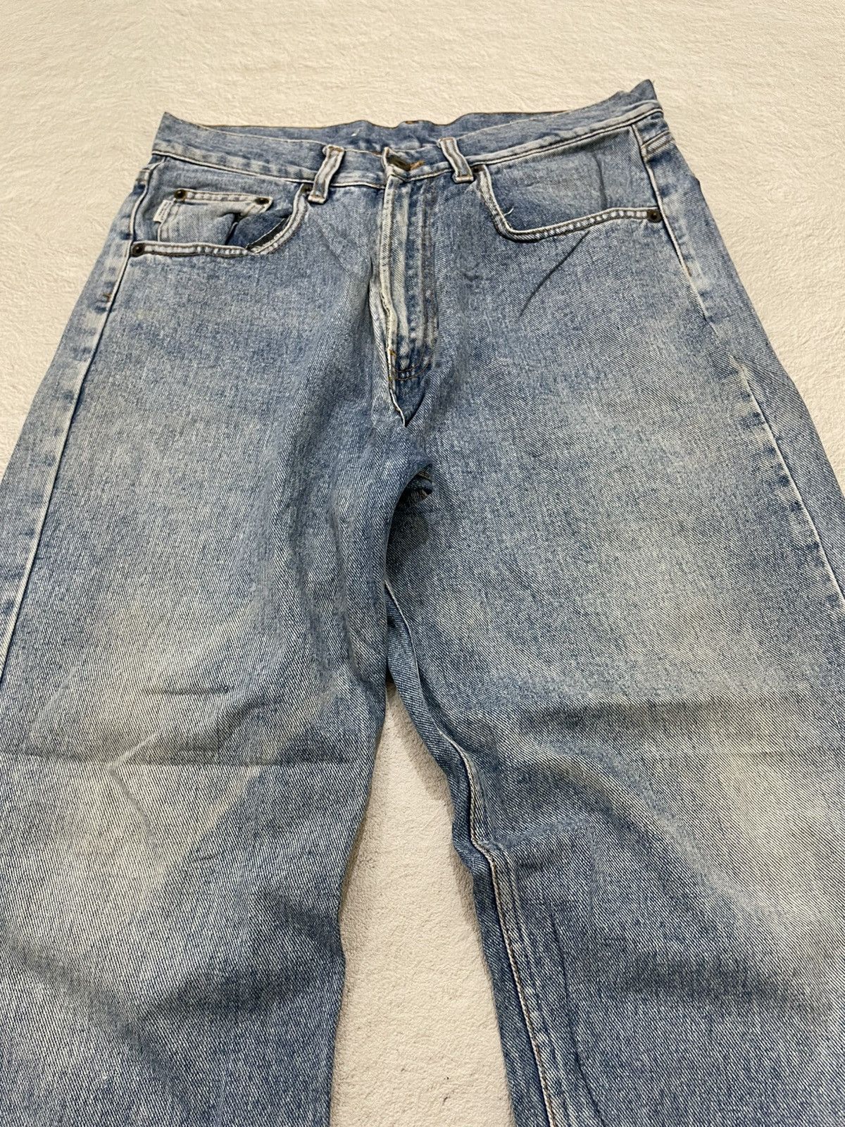 If Six Was Nine 2000s Thomas Burberry Blue Denim Embroidered Y2K Size US 29 - 3 Thumbnail