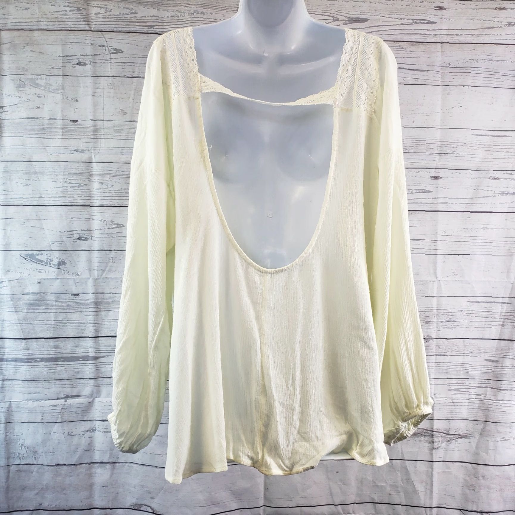 Vintage Kori America Womens Top Sz Large Ivory Crochet Long Sleeve Open Back Cotton Size L / US 10 / IT 46 - 4 Thumbnail