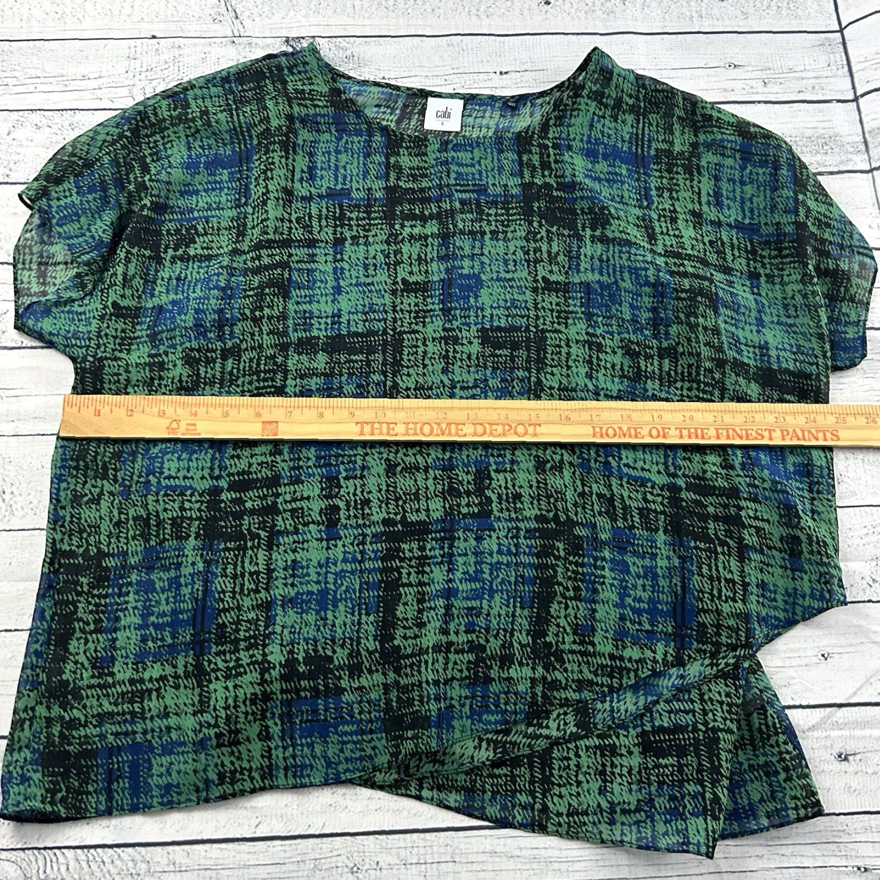 Vintage Cabi 2 Piece Tank Sheer Short Sleeve Top Women's Small Green Blue Shirt Blouse, 2 Piece, Sheer, Green, Blue, Small, Women's Size S / US 4 / IT 40 - 3 Thumbnail