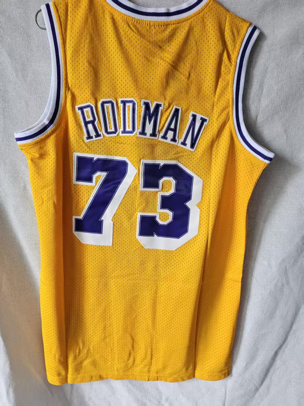 NBA Lakers #73 Dennis Rodman Jersey Yellow Size US XL / EU 56 / 4 - 1 Thumbnail