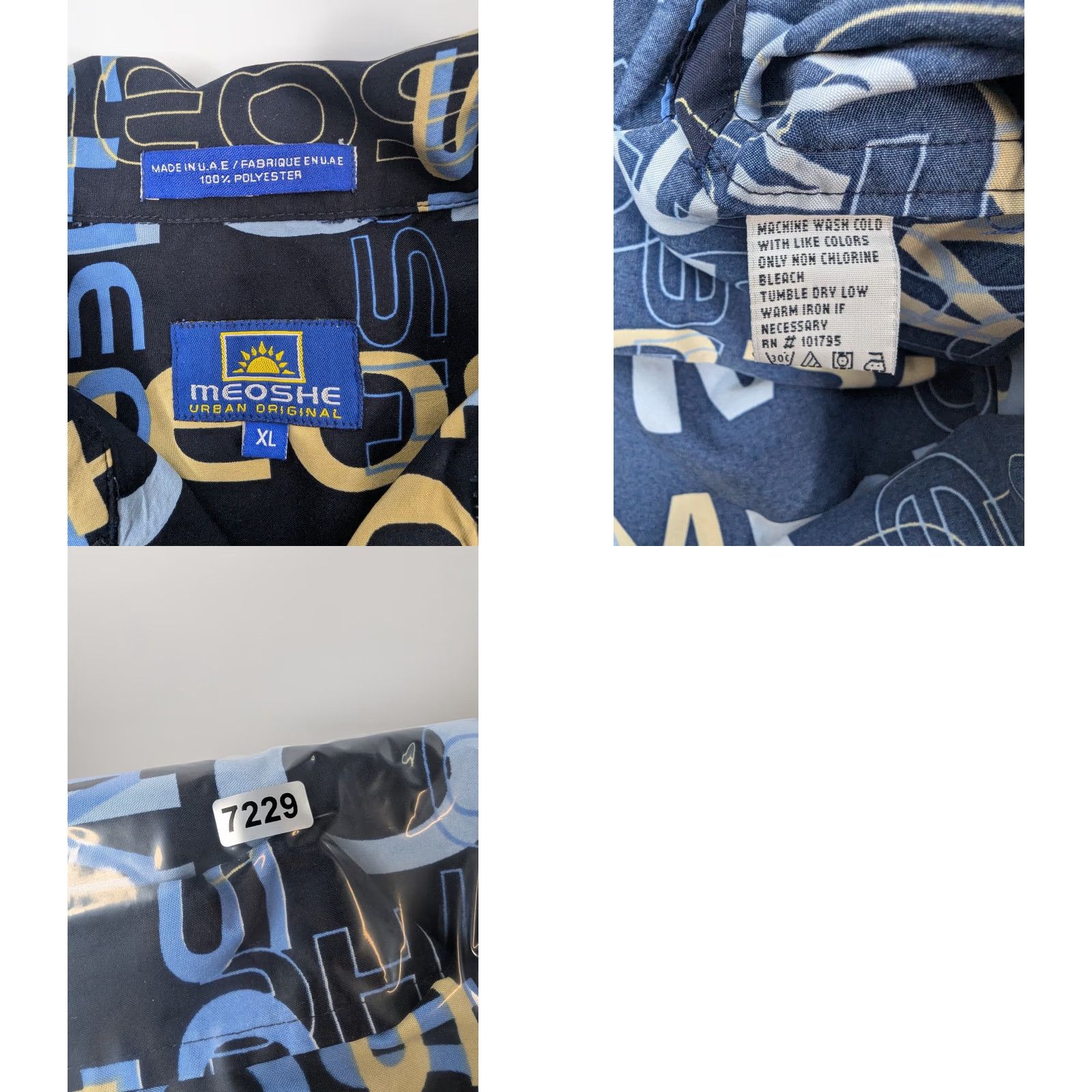 Vintage VINTAGE Meoshe Navy AOP Men's XL Long Sleeve Shirt Streetwear Hip Hop Y2K Urban Size US XL / EU 56 / 4 - 8 Thumbnail