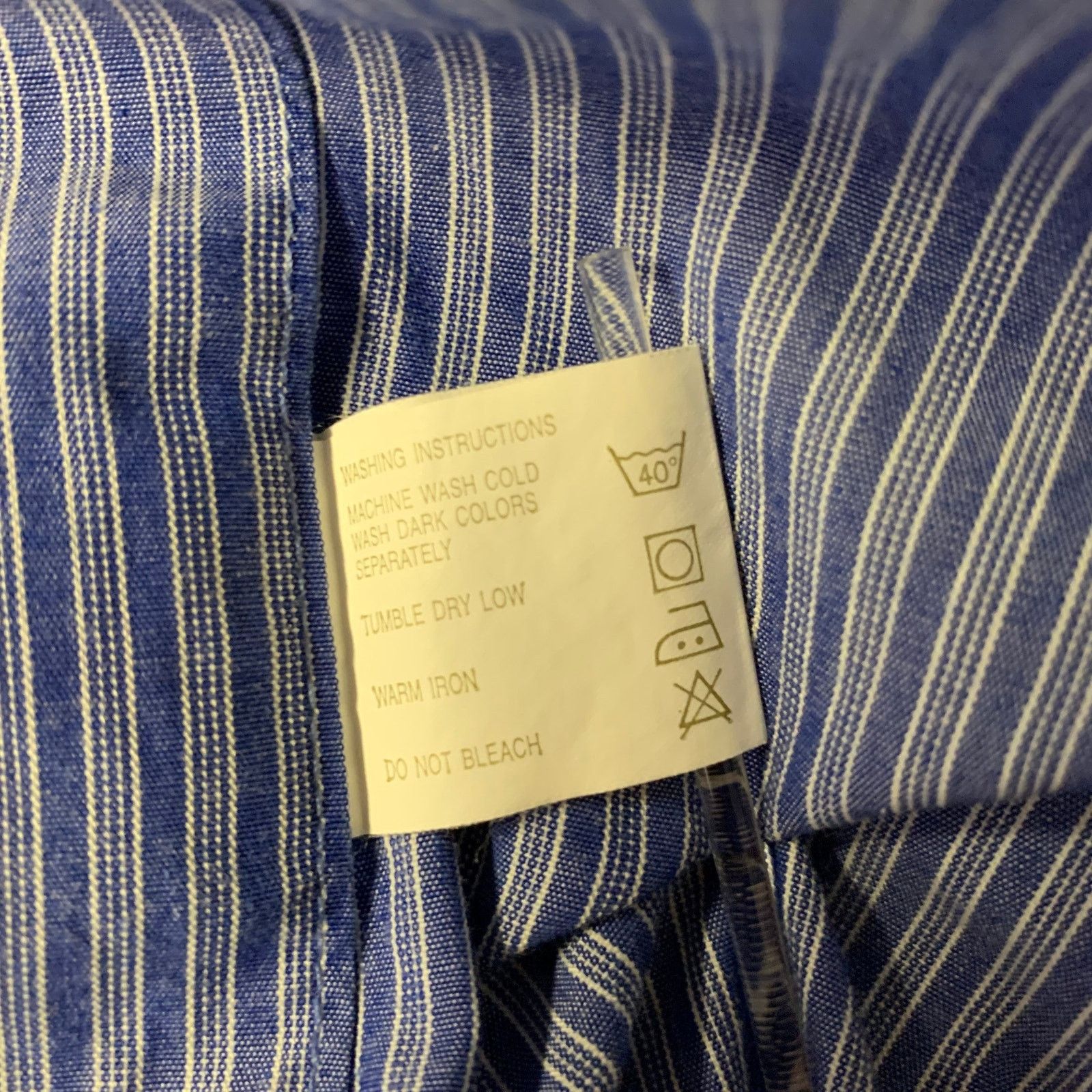 Dior CHRISTIAN DIOR L Blue White Stripe Cotton Vintage LS Shirt Size US L / EU 52-54 / 3 - 6 Thumbnail
