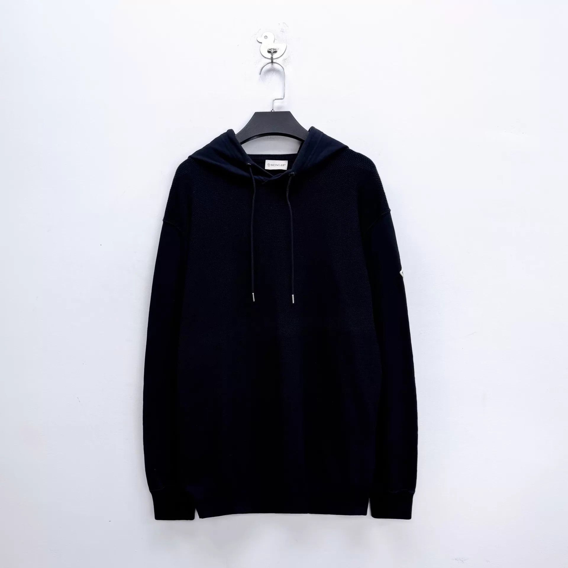 Moncler Moncler Navy Blue Knit Waffle Sleeve Logo Hoodie L Size US L / EU 52-54 / 3 - 1 Thumbnail