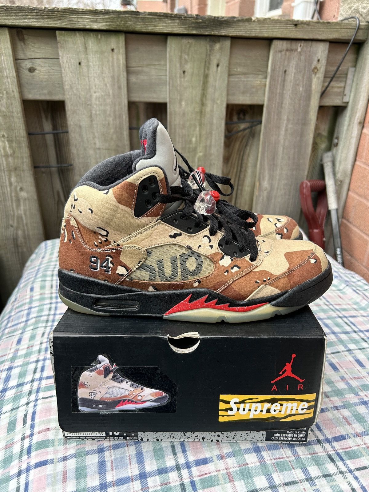image of Jordan Nike Jordan 5 Retro Supreme Desert Camo Shoes, Men's (Size 10)