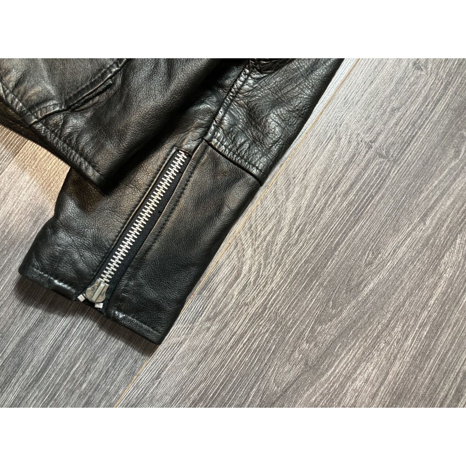Genuine Leather Vintage 90s Leather Cropped Punk Rock Jacket Size US M / EU 48-50 / 2 - 7 Thumbnail