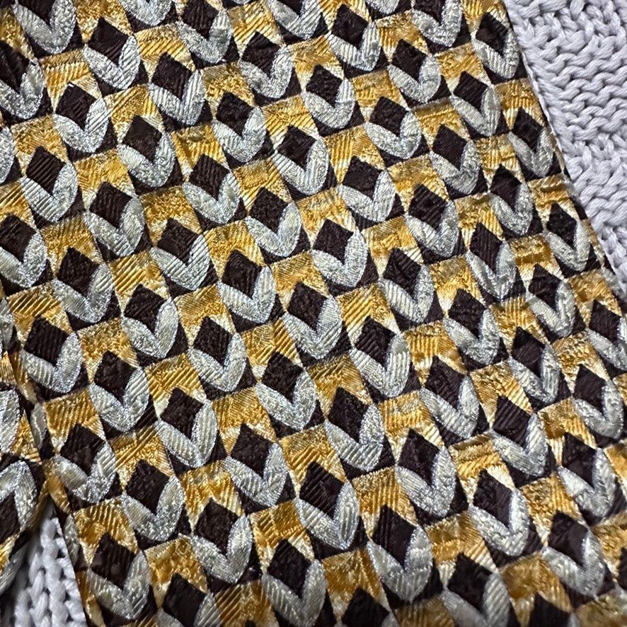 Ermenegildo Zegna Zegna gold and silver metallic geometric silk tie Size ONE SIZE - 2 Thumbnail