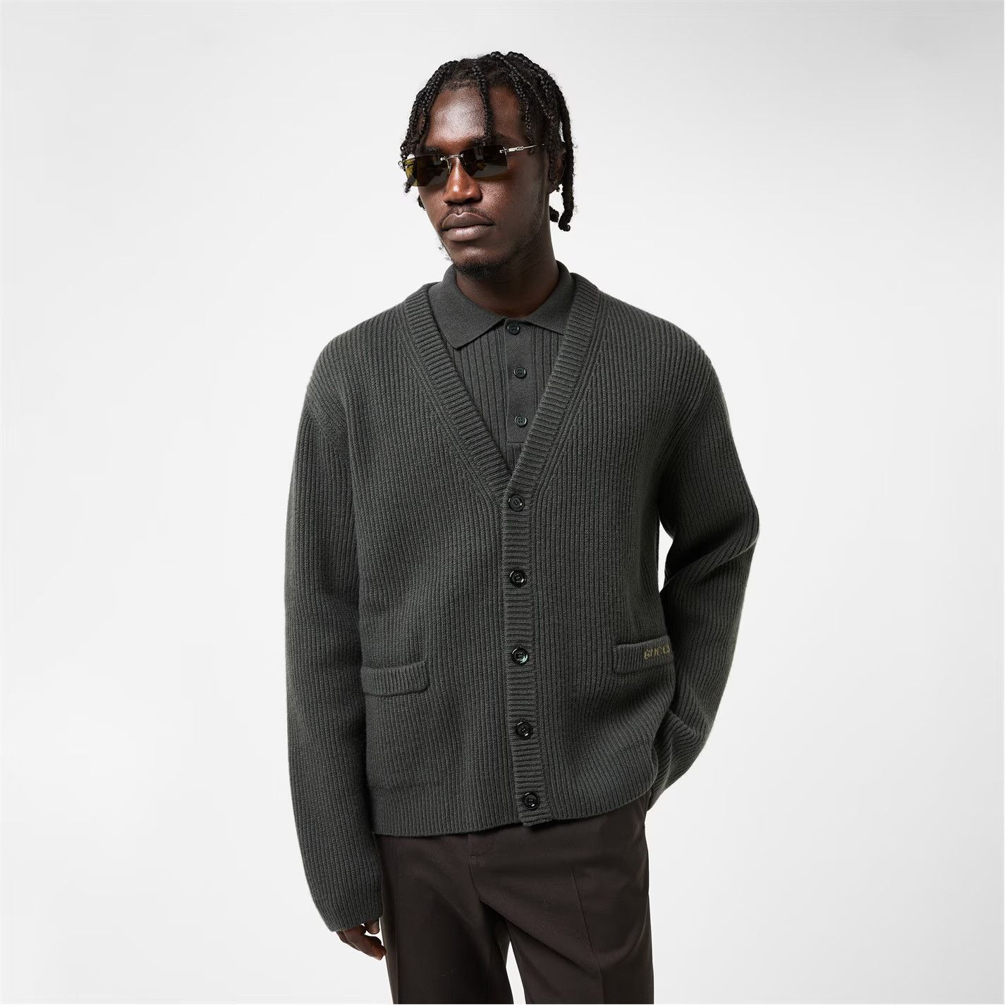Gucci o1g2r1mq0426 Rib Cardigan in Military Green Size US M / EU 48-50 / 2 - 3 Thumbnail