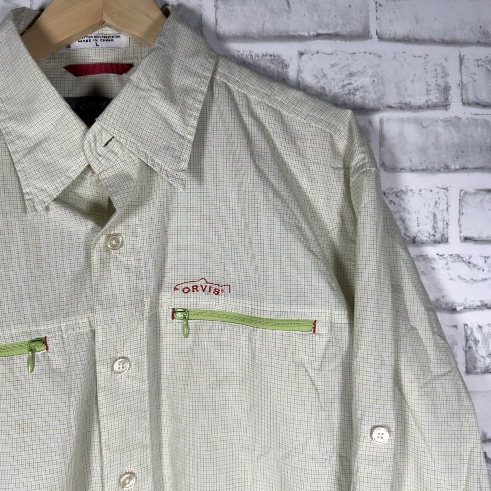 Orvis Orvis Trout Bum Cotton Blend Long Sleeve Button Down Shirt Mens Size L Beige Short Description not included Size US L / EU 52-54 / 3 - 2 Thumbnail