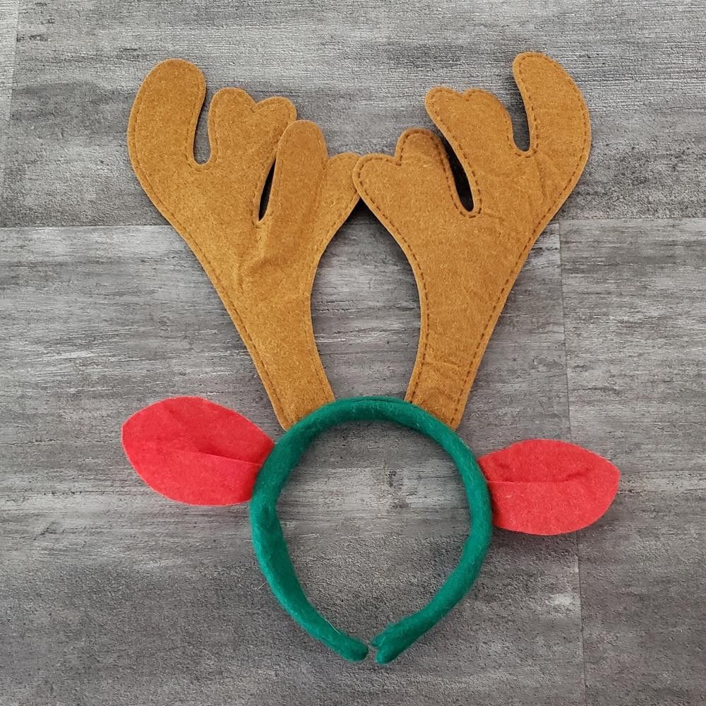 Designer Red Green Xmas Reindeer Head Piece Size ONE SIZE - 1 Thumbnail